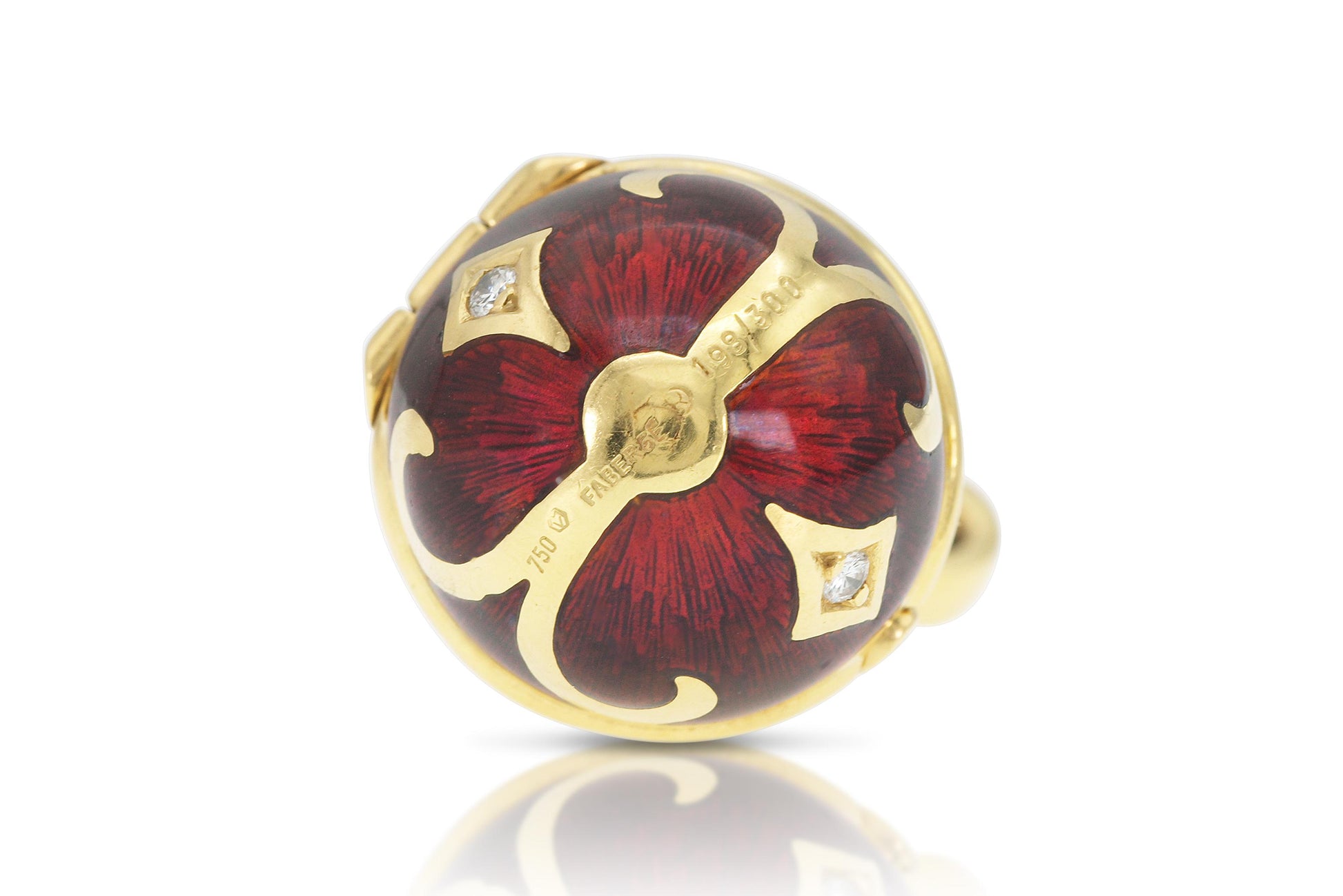 Fabergé Red Enamel Egg Pendant Charm with Diamonds