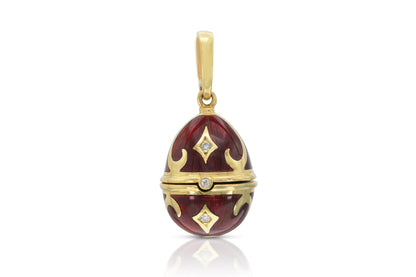 Fabergé Red Enamel Egg Pendant Charm with Diamonds