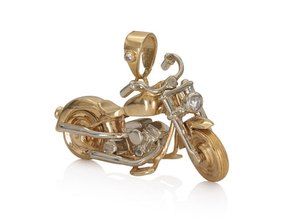 Vintage 1980s Two-Toned Gold Motorcycle Pendant