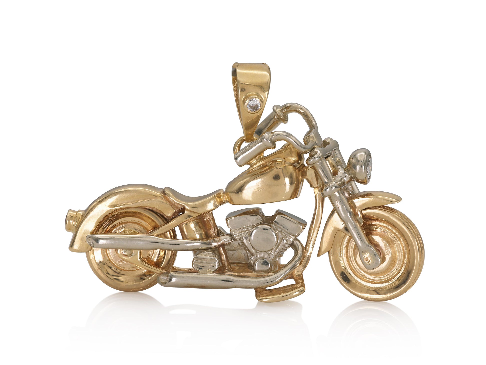 Vintage 1980s Two-Toned Gold Motorcycle Pendant