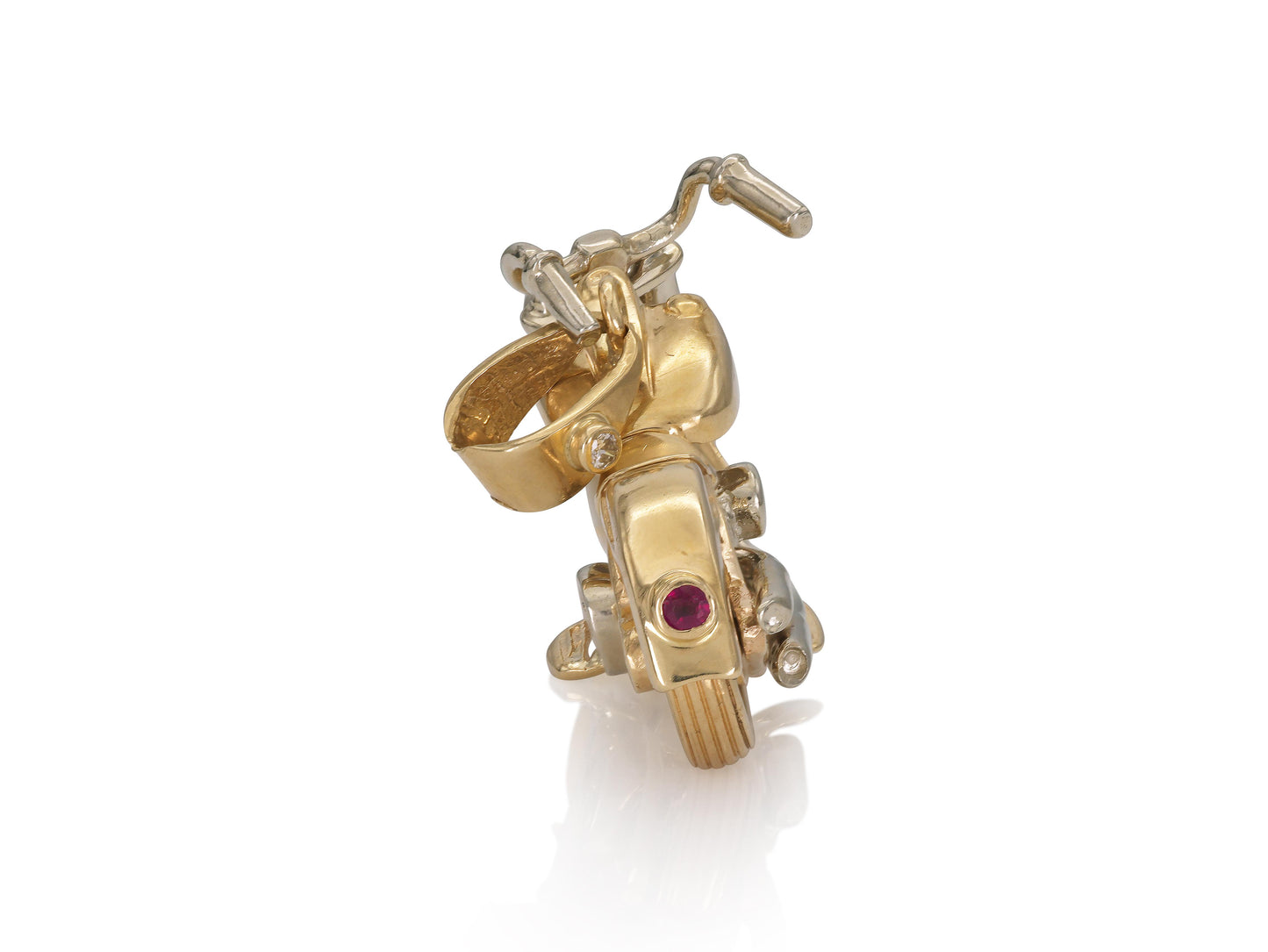 Vintage 1980s Two-Toned Gold Motorcycle Pendant