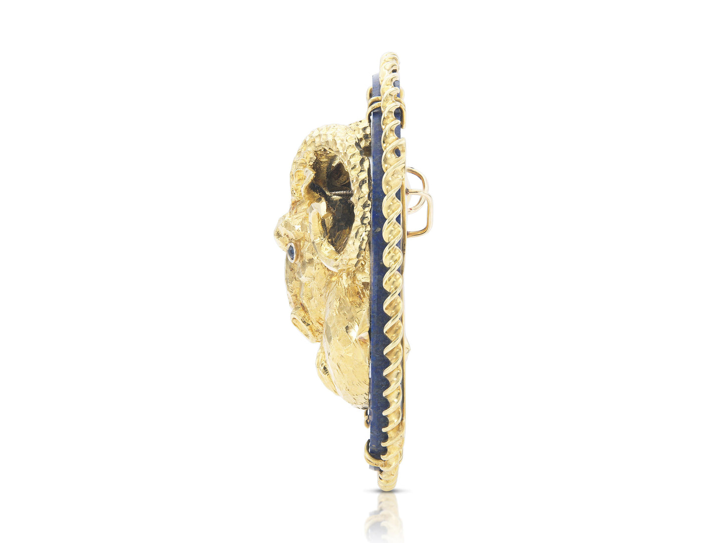 Vintage 1970s Lapis Lazuli and Gold Aries Zodiac Pendant
