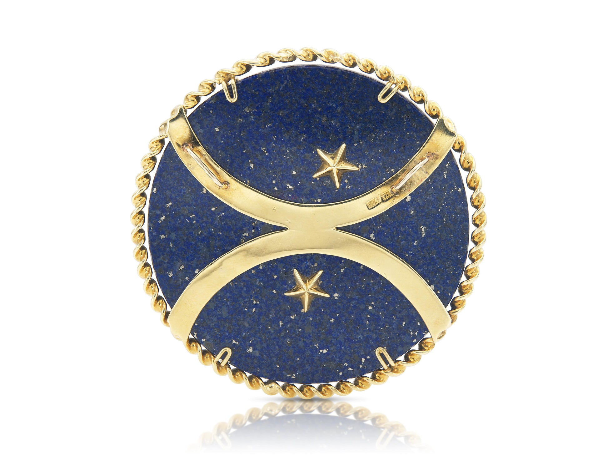 Vintage 1970s Lapis Lazuli and Gold Aries Zodiac Pendant