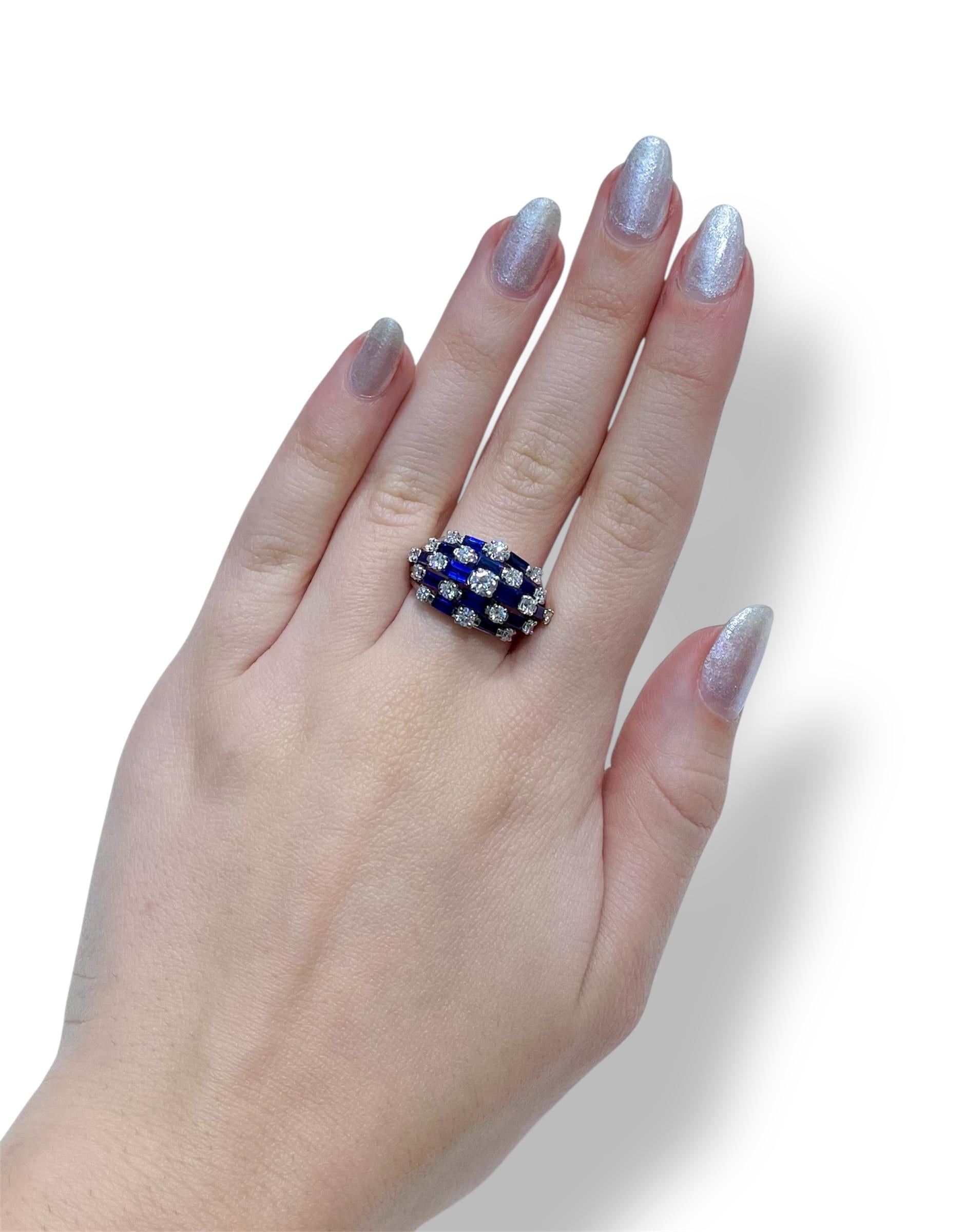 Oscar Heyman Sapphire and Diamond Dome Ring