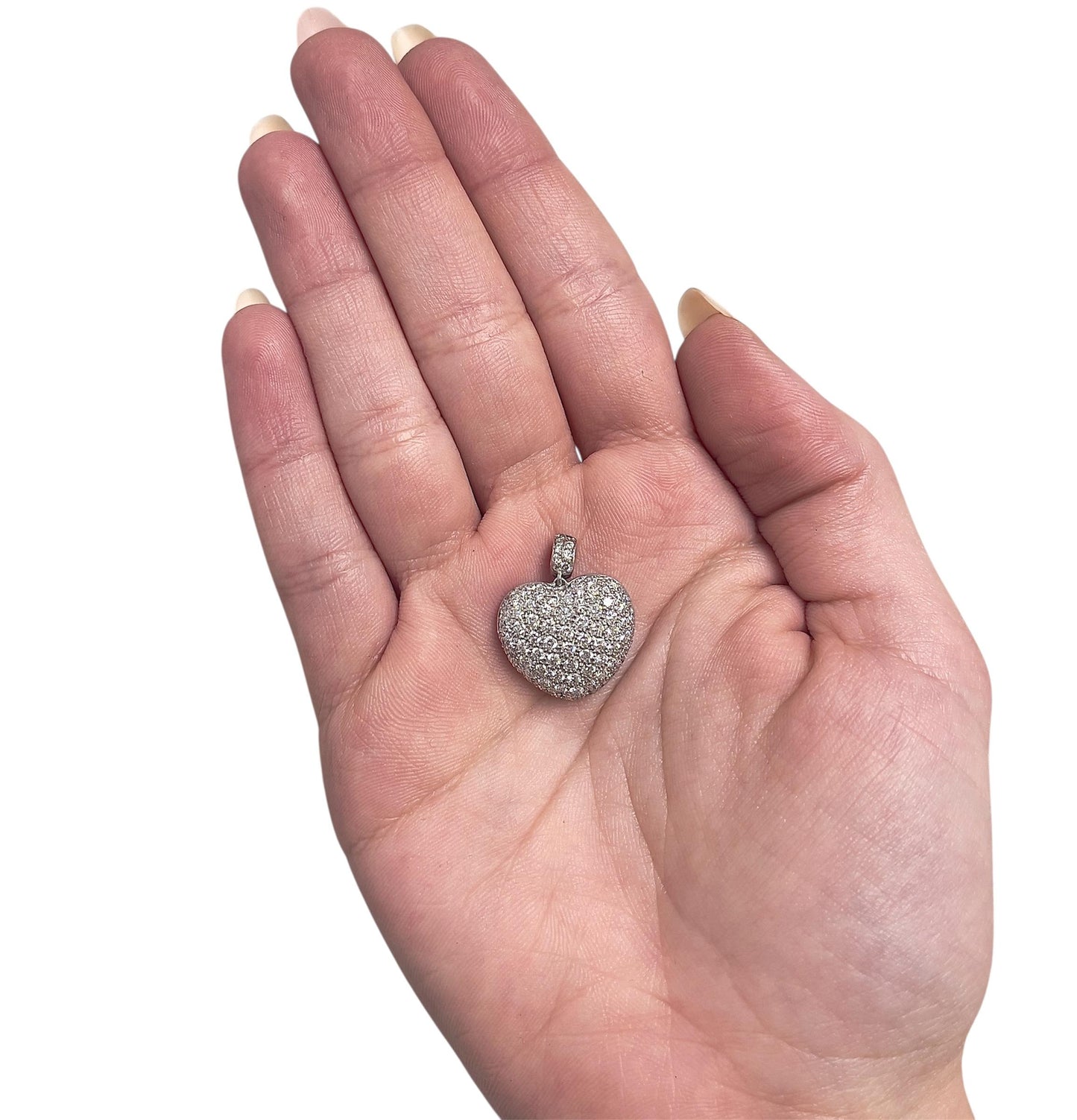 2.00 Carat Diamond Pave Puff Heart Pendant