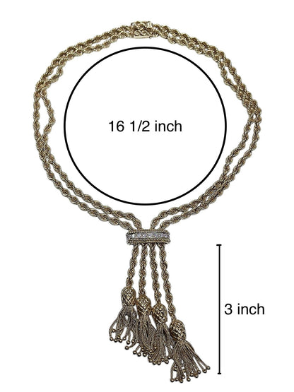 Vintage 1940s Pineapple Tassel Rope Chain Necklace with Diamonds