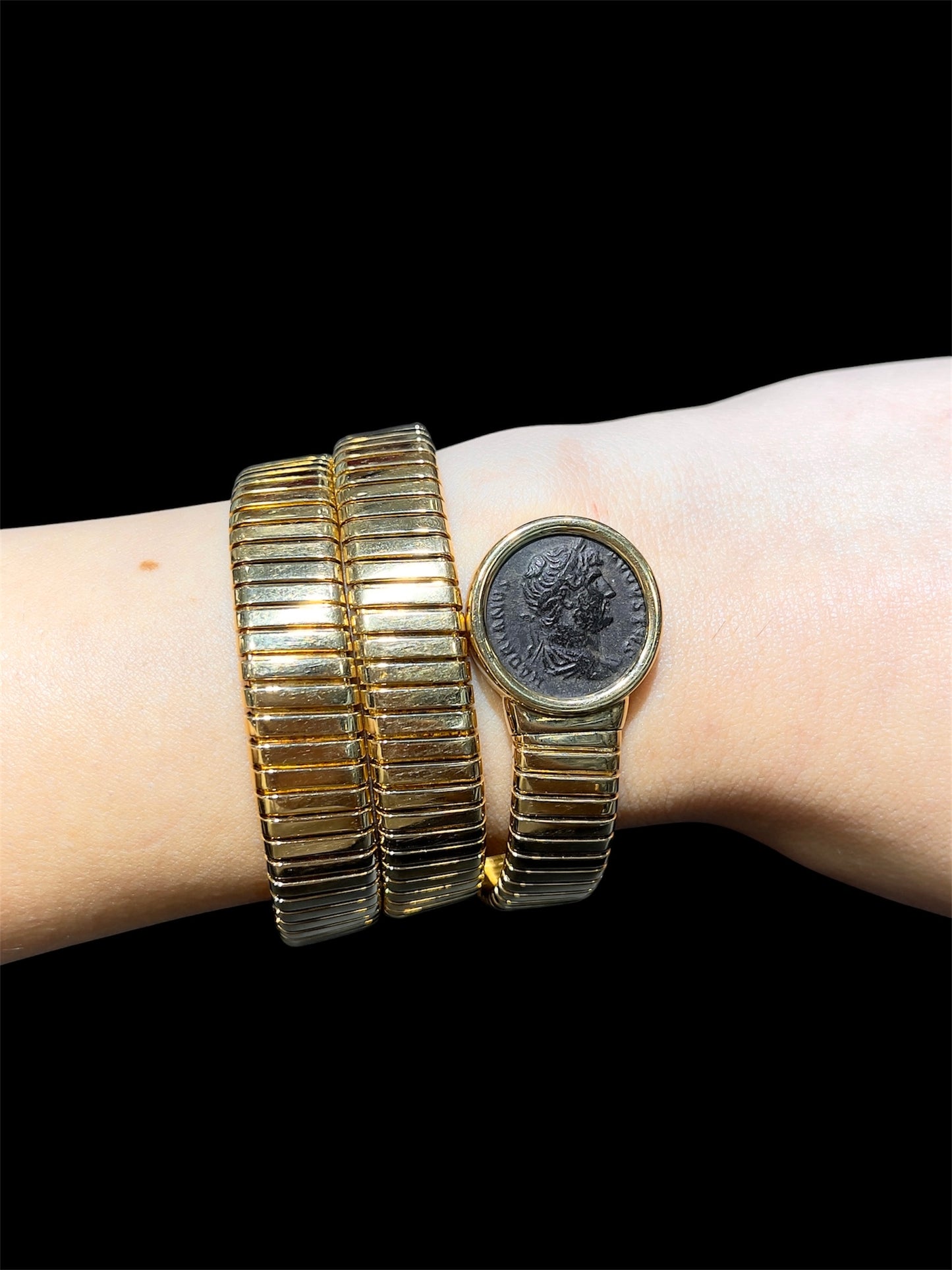 Vintage 1960s Bvlgari Tubogas Moneta Roman Coin Wrap Bracelet