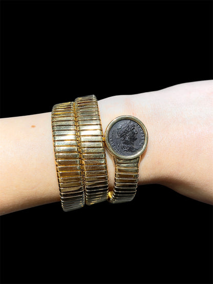 Vintage 1960s Bvlgari Tubogas Moneta Roman Coin Wrap Bracelet