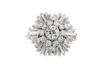 Vintage 1950s 3.80 Carat Diamond Flower Ring