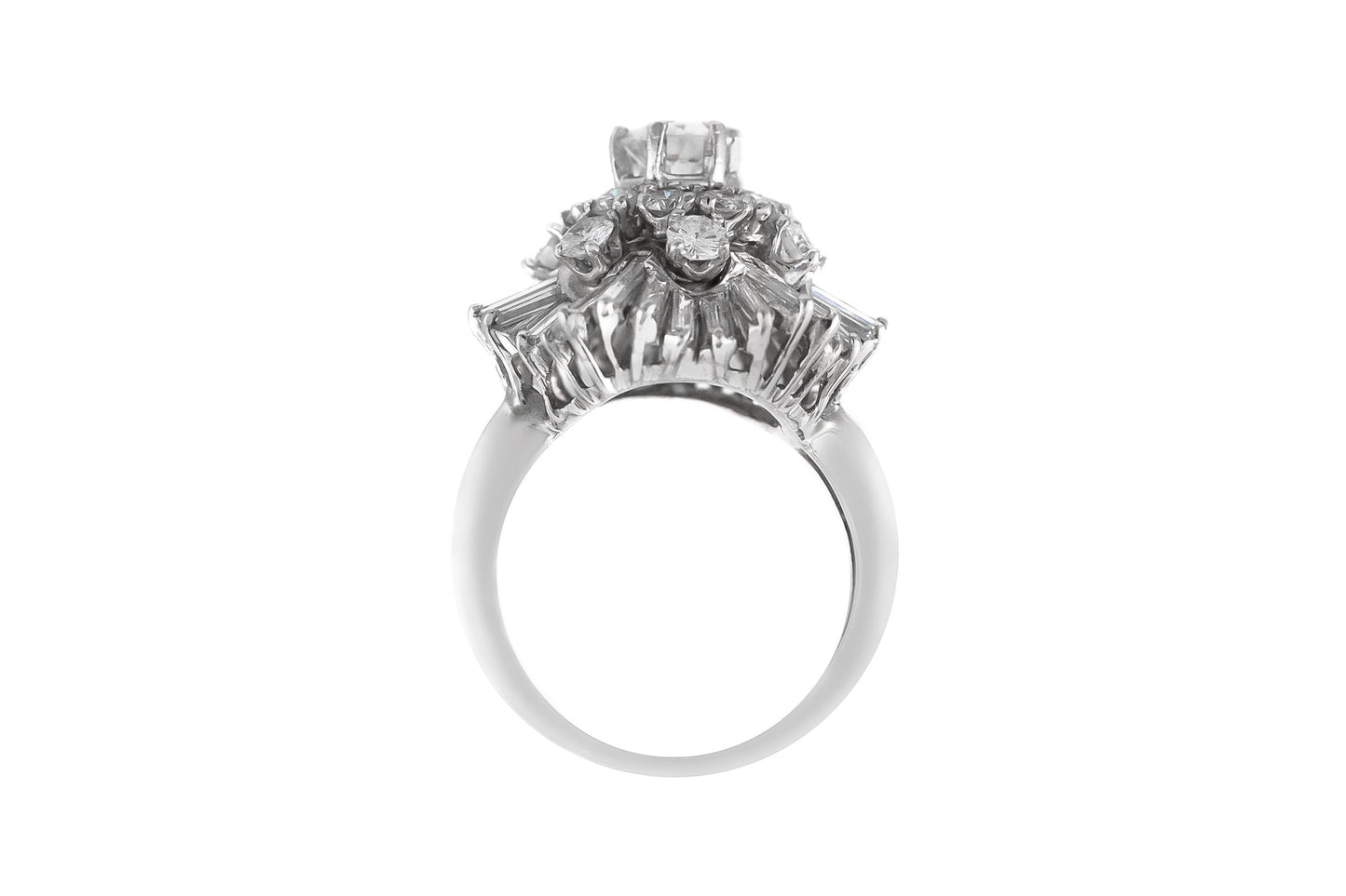 Vintage 1950s 3.80 Carat Diamond Flower Ring