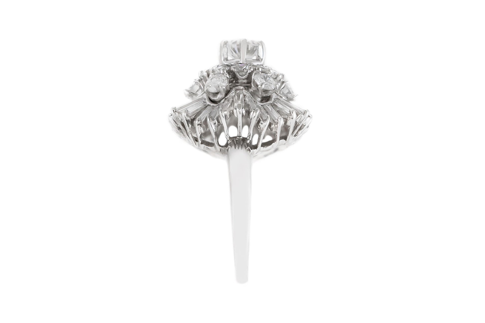 Vintage 1950s 3.80 Carat Diamond Flower Ring