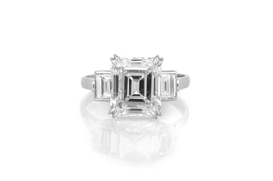 3.39 Carat Emerald Cut Diamond Engagement Ring