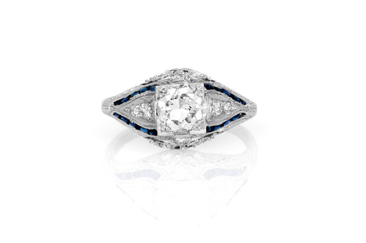 Antique Art Deco 1930s 0.80 Carat Old European Cut Diamond Engagement Ring