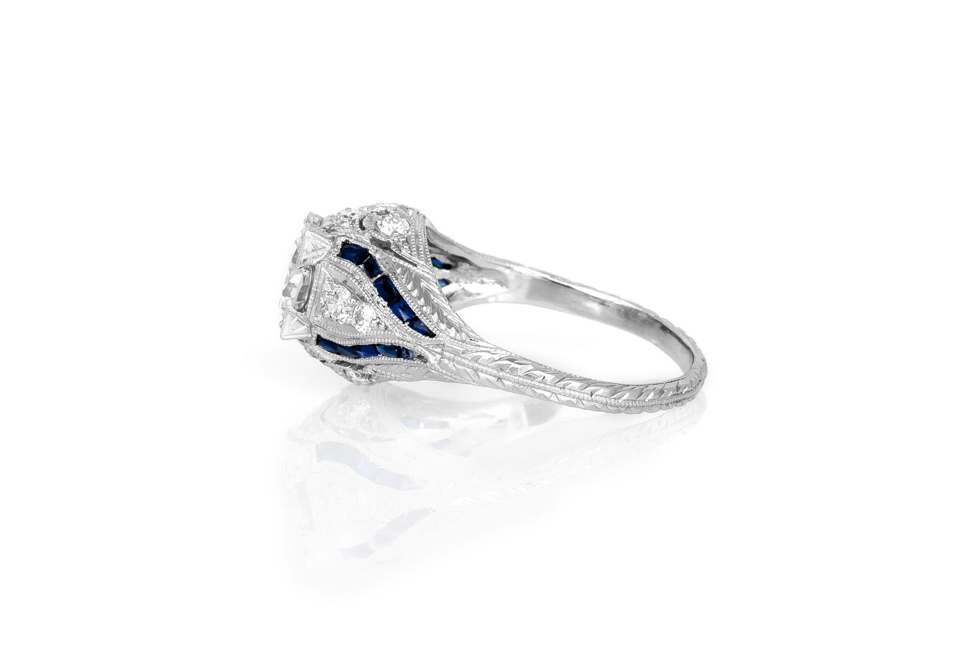 Antique Art Deco 1930s 0.80 Carat Old European Cut Diamond Engagement Ring
