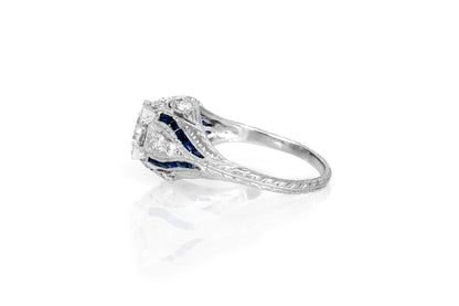 Antique Art Deco 1930s 0.80 Carat Old European Cut Diamond Engagement Ring