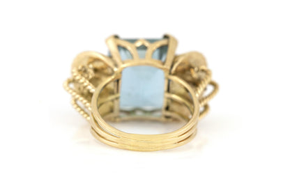 Vintage 1940s Retro 12.00 Carat Emerald Cut Aquamarine Ring