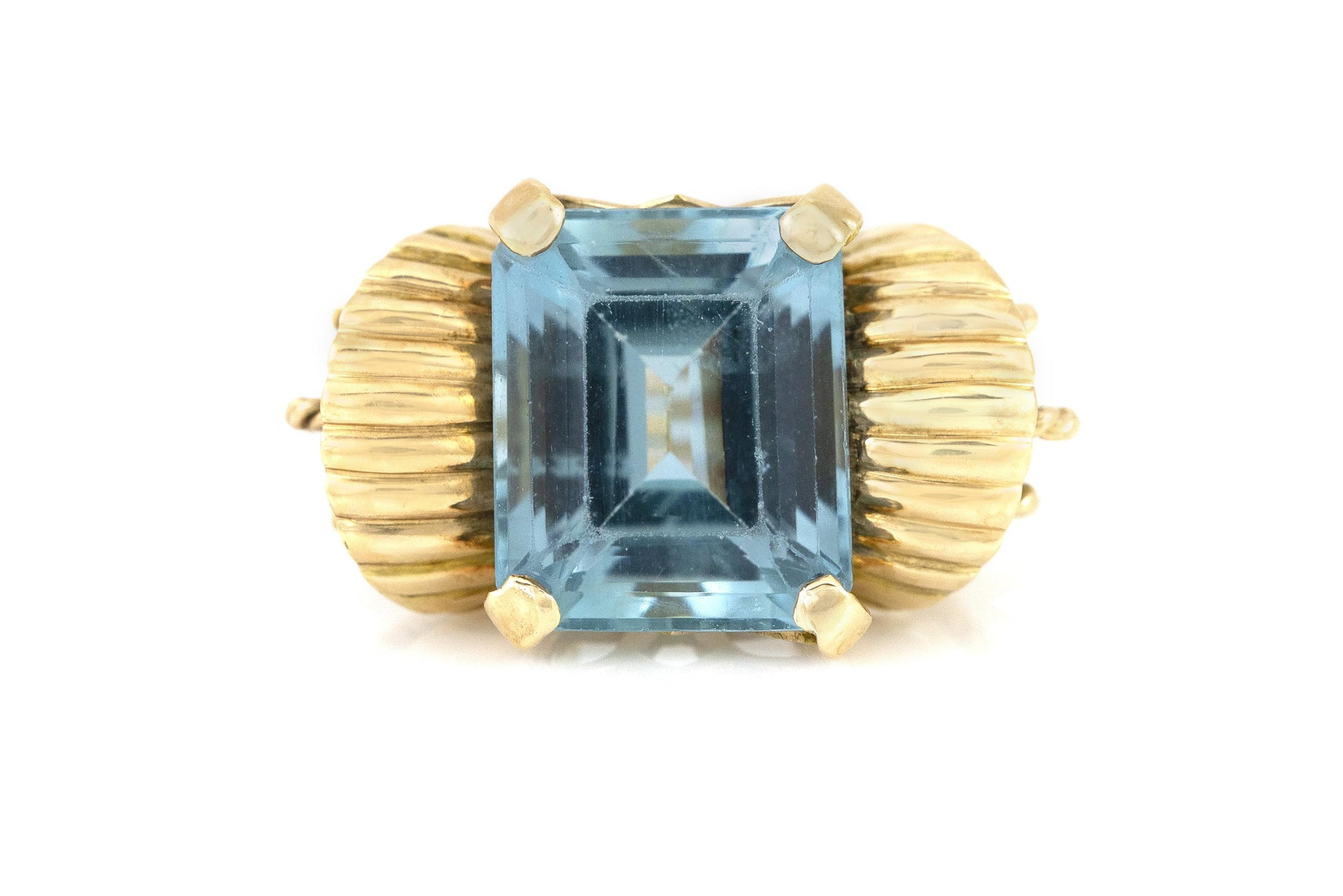 Vintage 1940s Retro 12.00 Carat Emerald Cut Aquamarine Ring