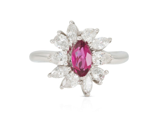 1.32 Carat Marquise Cut Pink Sapphire Ring with Diamonds