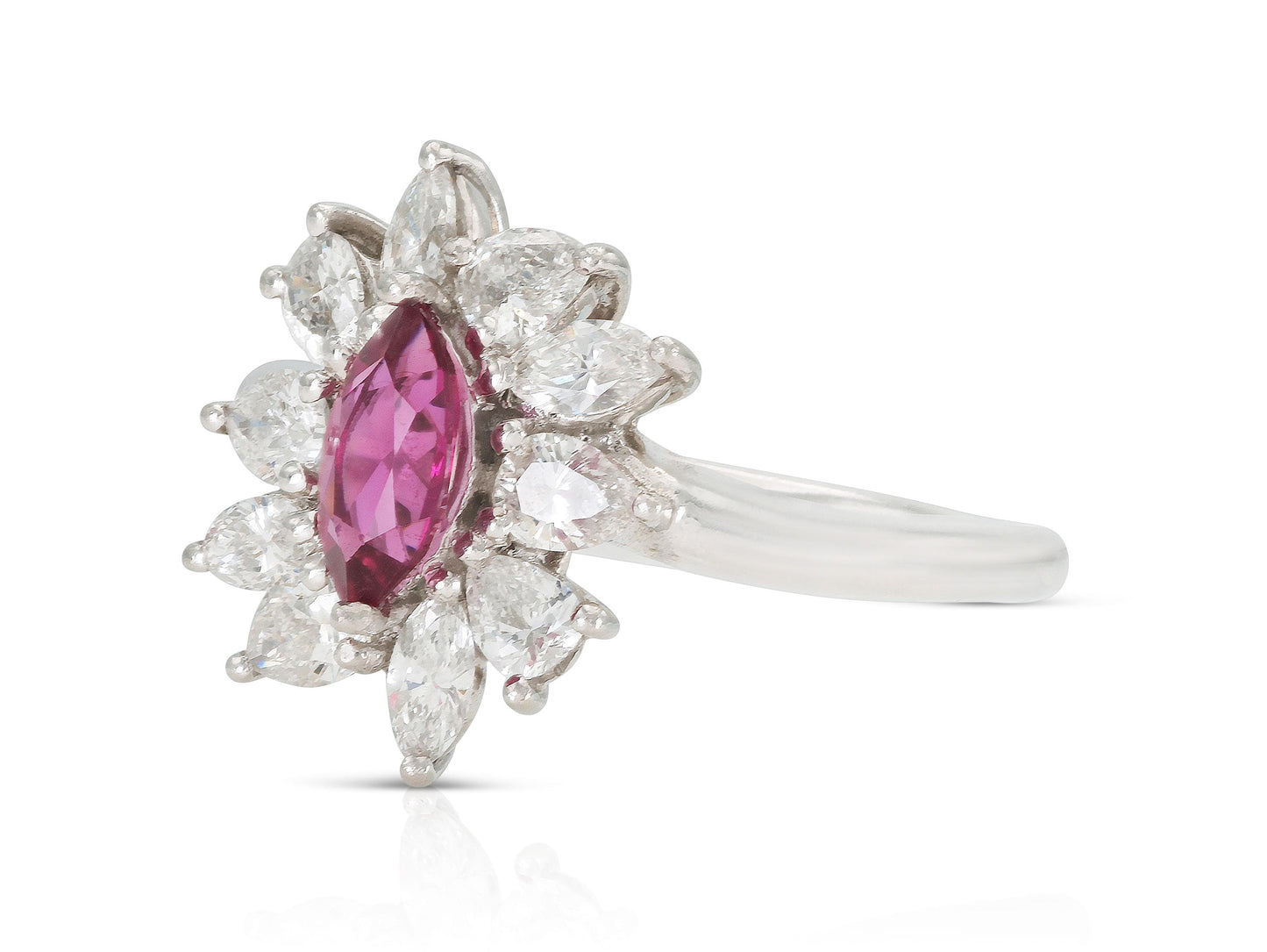 1.32 Carat Marquise Cut Pink Sapphire Ring with Diamonds