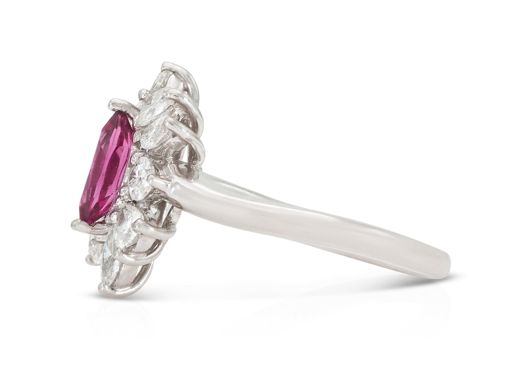 1.32 Carat Marquise Cut Pink Sapphire Ring with Diamonds