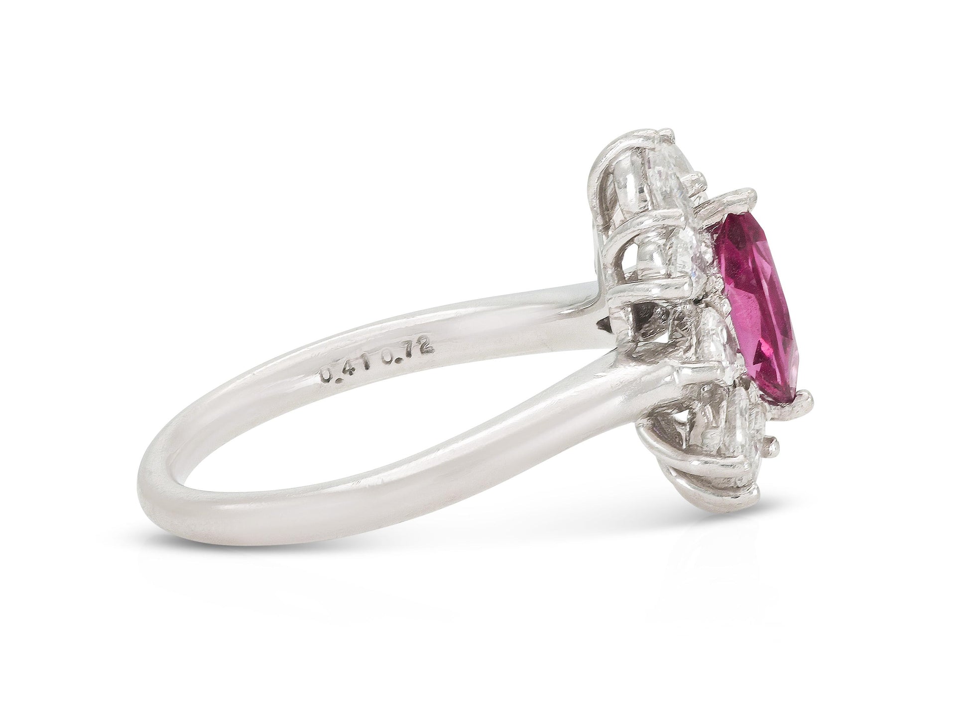 1.32 Carat Marquise Cut Pink Sapphire Ring with Diamonds