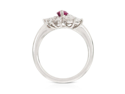 1.32 Carat Marquise Cut Pink Sapphire Ring with Diamonds