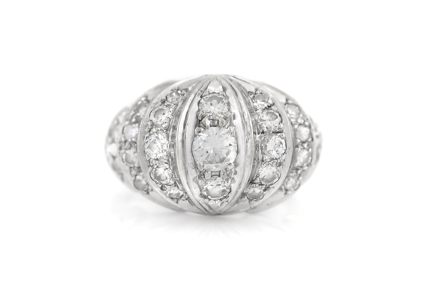 Vintage 1940s Retro 1.40 Carat Diamond Domed Ring
