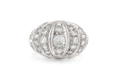Vintage 1940s Retro 1.40 Carat Diamond Domed Ring