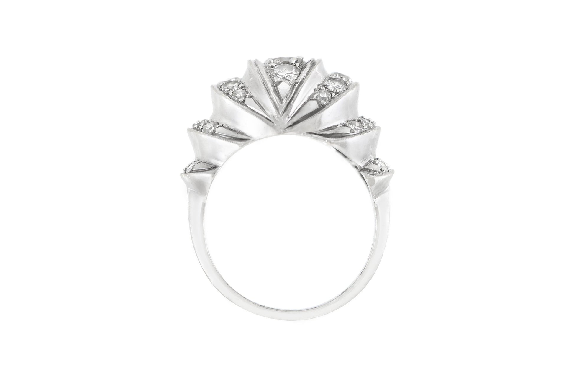 Vintage 1940s Retro 1.40 Carat Diamond Domed Ring