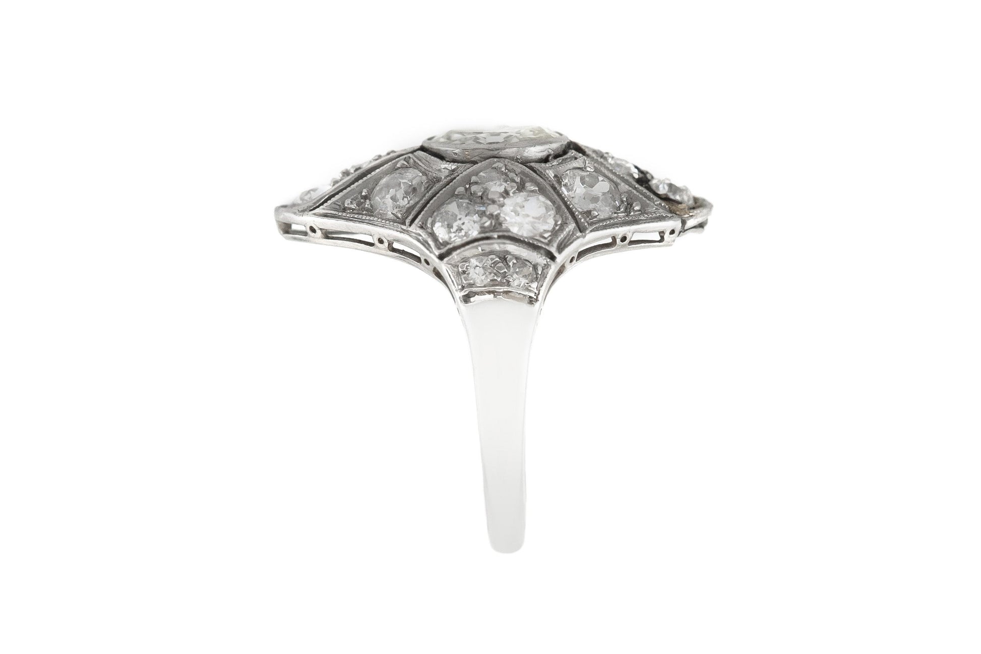 Antique Art Deco 1920s 1.50 Carat Old European Cut Diamond Dinner Ring