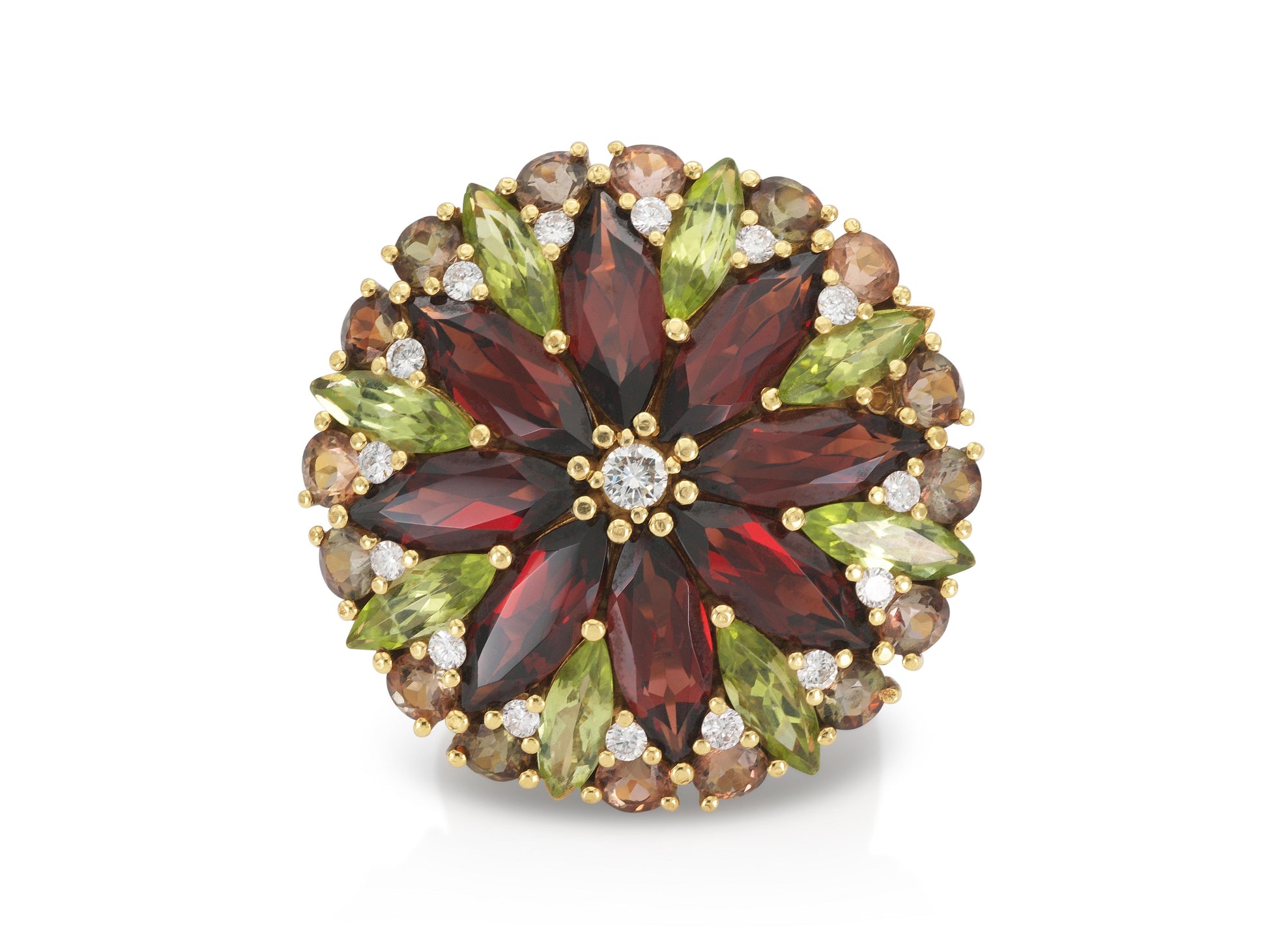 Vintage 1960s Multi-Gem Flower Ring