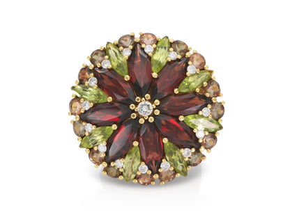 Vintage 1960s Multi-Gem Flower Ring