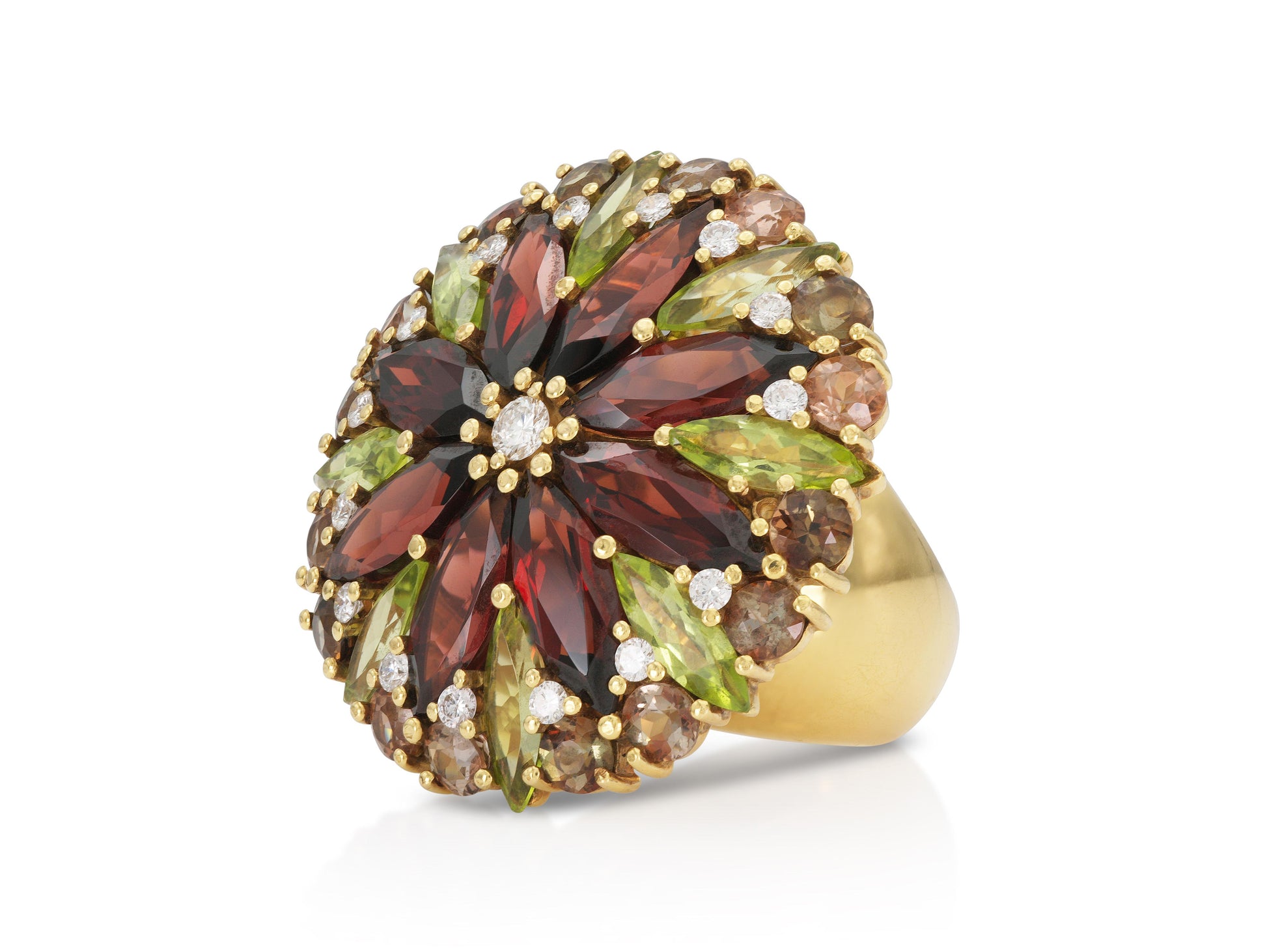 Vintage 1960s Multi-Gem Flower Ring