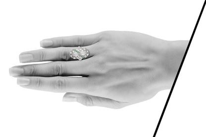 Antique Art Deco 1920s 1.50 Carat Diamond Dinner Ring with Emeralds