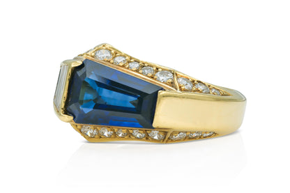 Vintage 1970s Hammerman Brothers 3.36 Carat Sapphire and Diamonds Ring