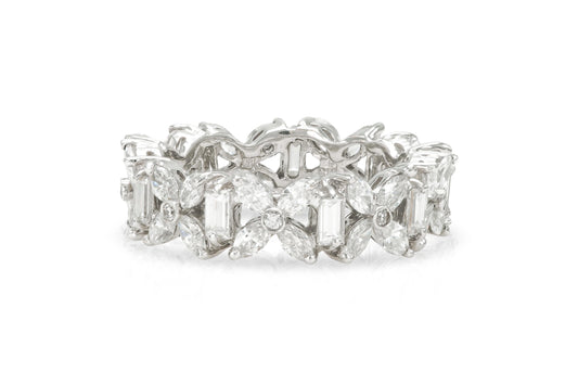 2.04 Carat Multi-Cut Diamond Flower Motif Eternity Band