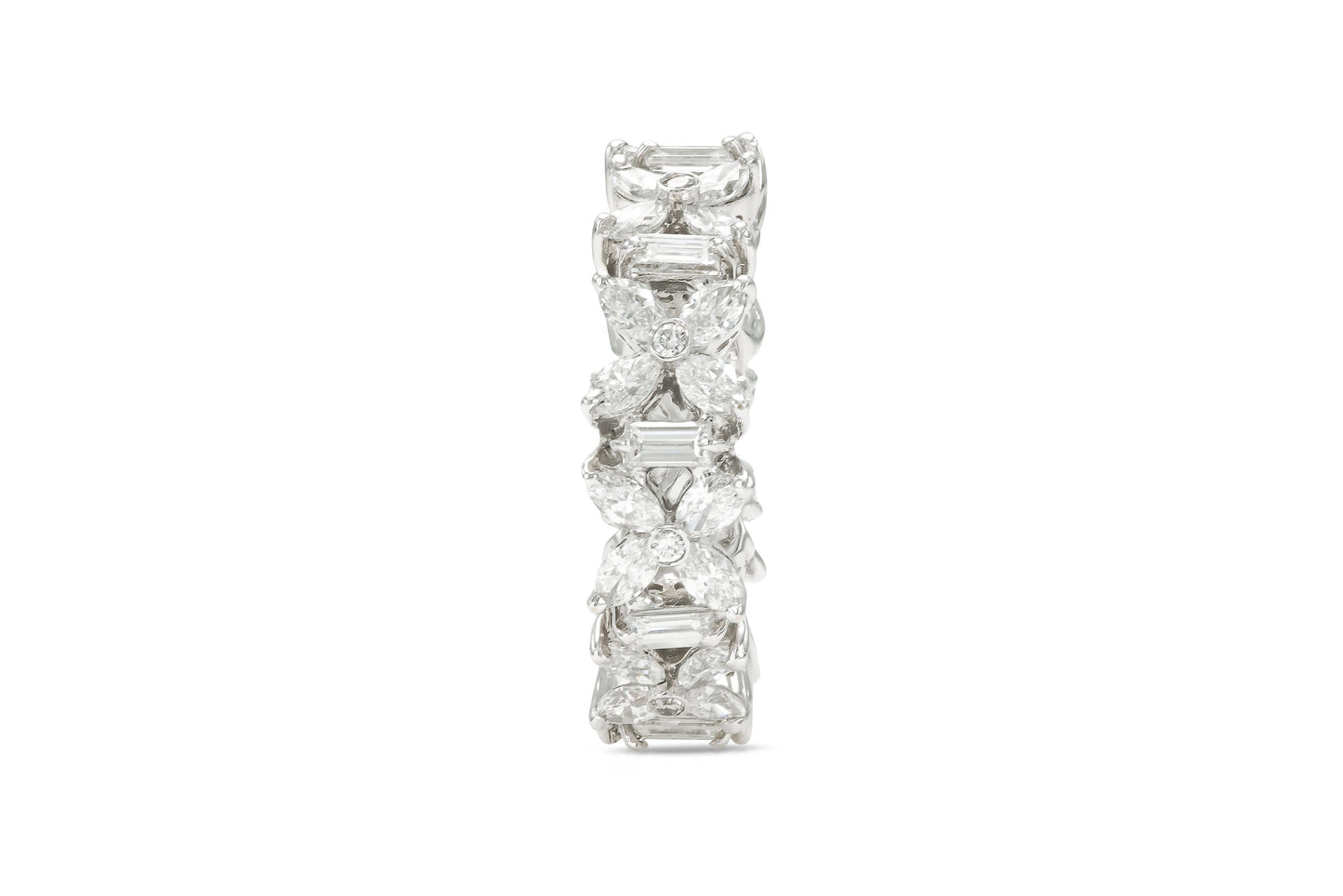 2.04 Carat Multi-Cut Diamond Flower Motif Eternity Band