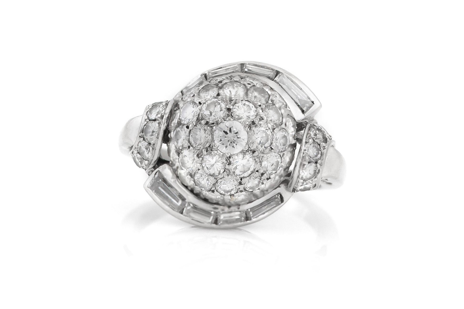 Vintage 1950s 3.00 Carat Diamond Ball Ring