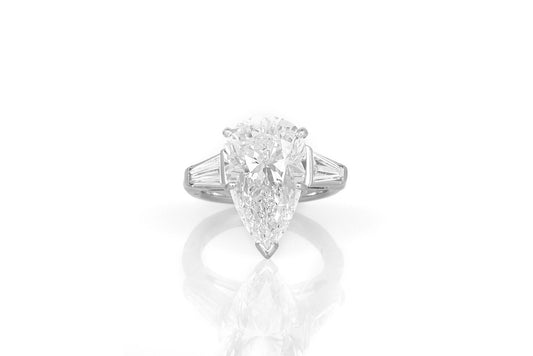 6.02 Carat Pear Shaped Diamond Engagement Ring