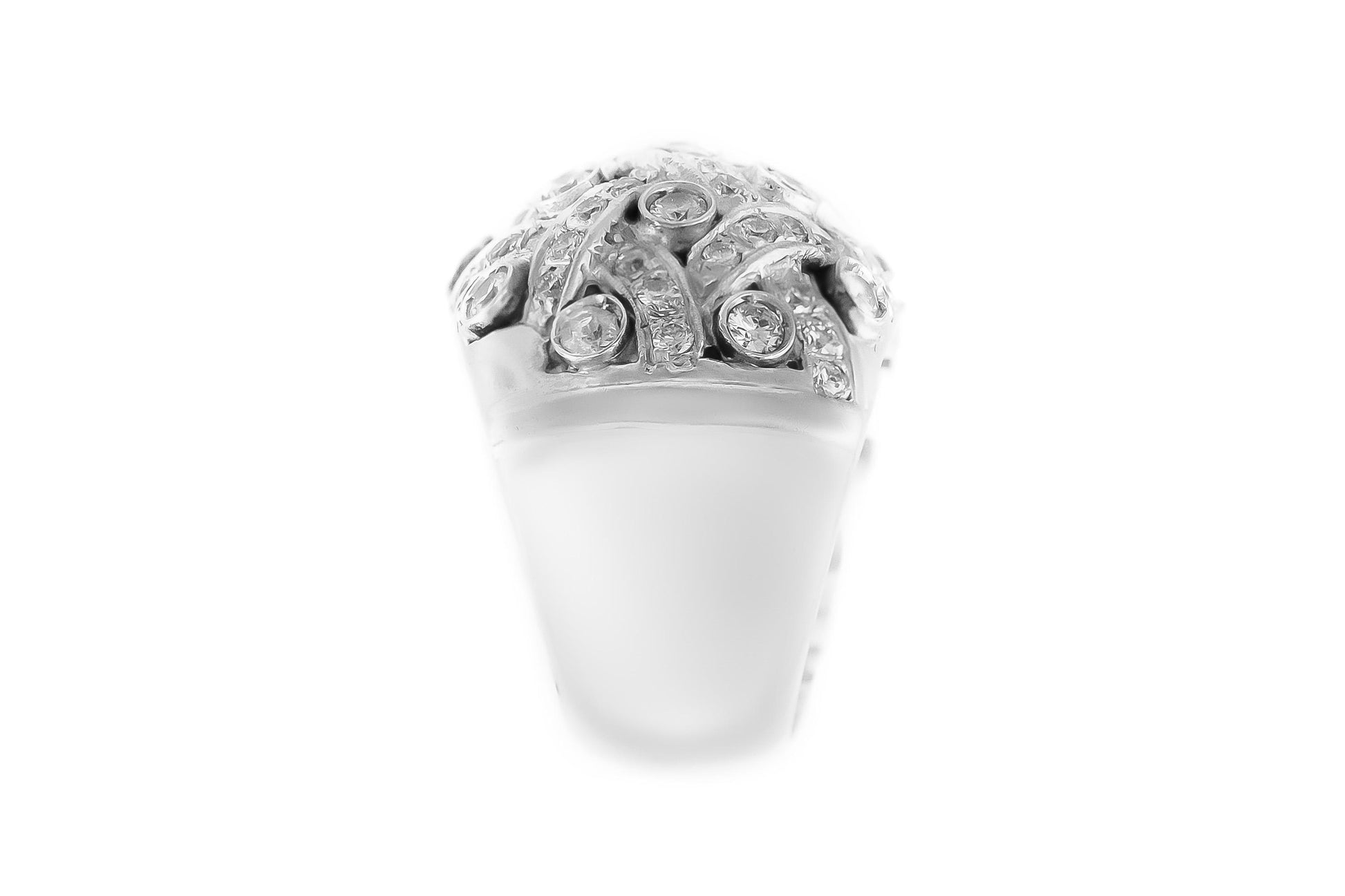 Vintage 1980s 3.40 Carat Diamond Basket Weave Bombe Ring