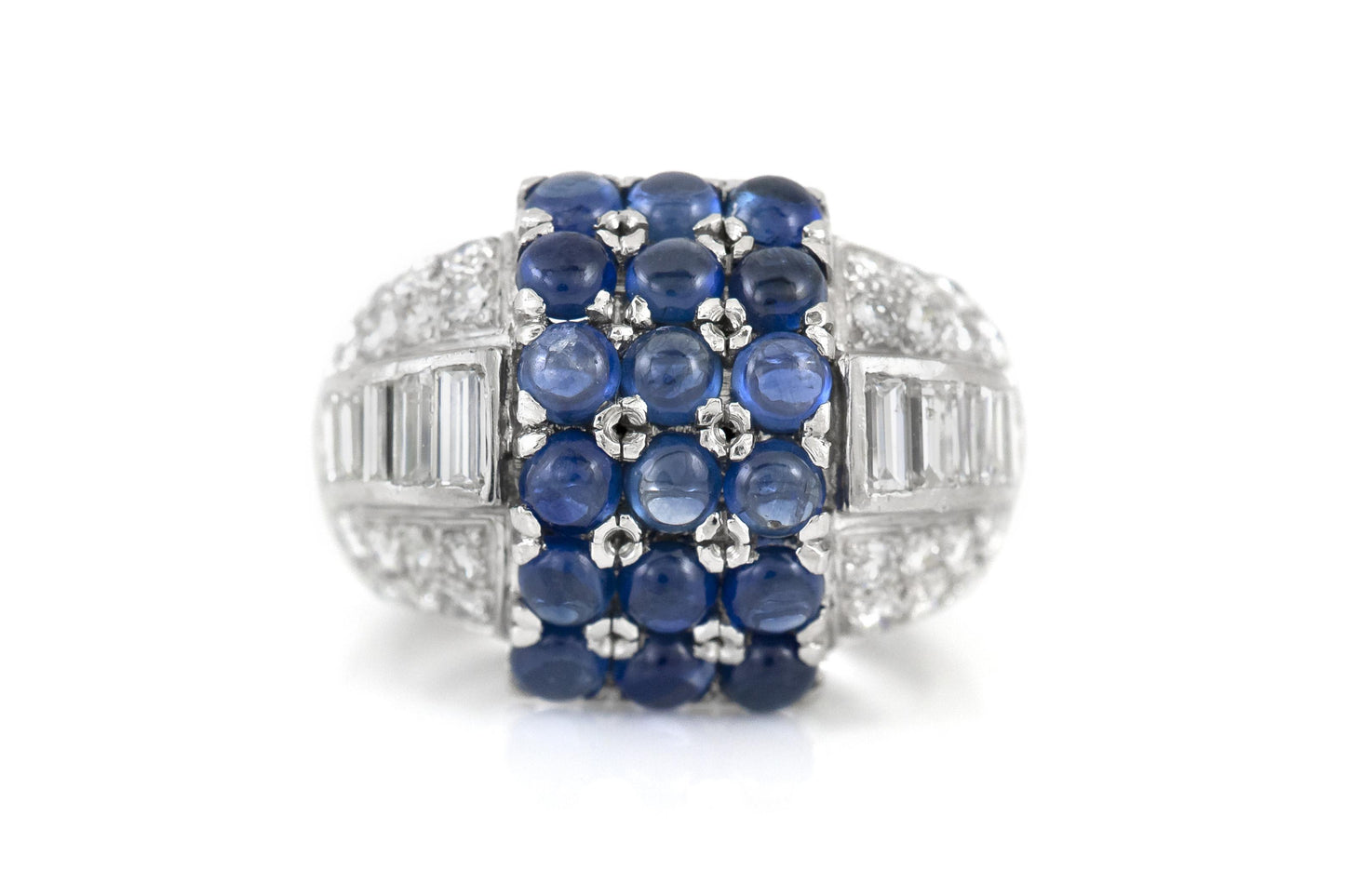 Vintage 1950s 3.50 Carat Sapphire and 2.50 Carat Diamond Ring