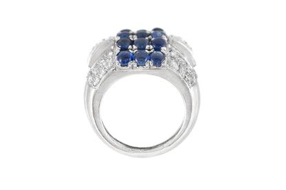 Vintage 1950s 3.50 Carat Sapphire and 2.50 Carat Diamond Ring