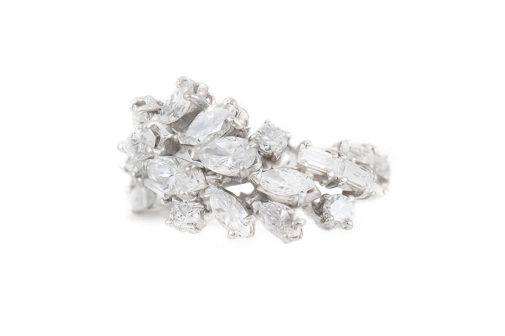 Vintage 1950s 2.00 Carat Mixed Cut Diamonds Ring