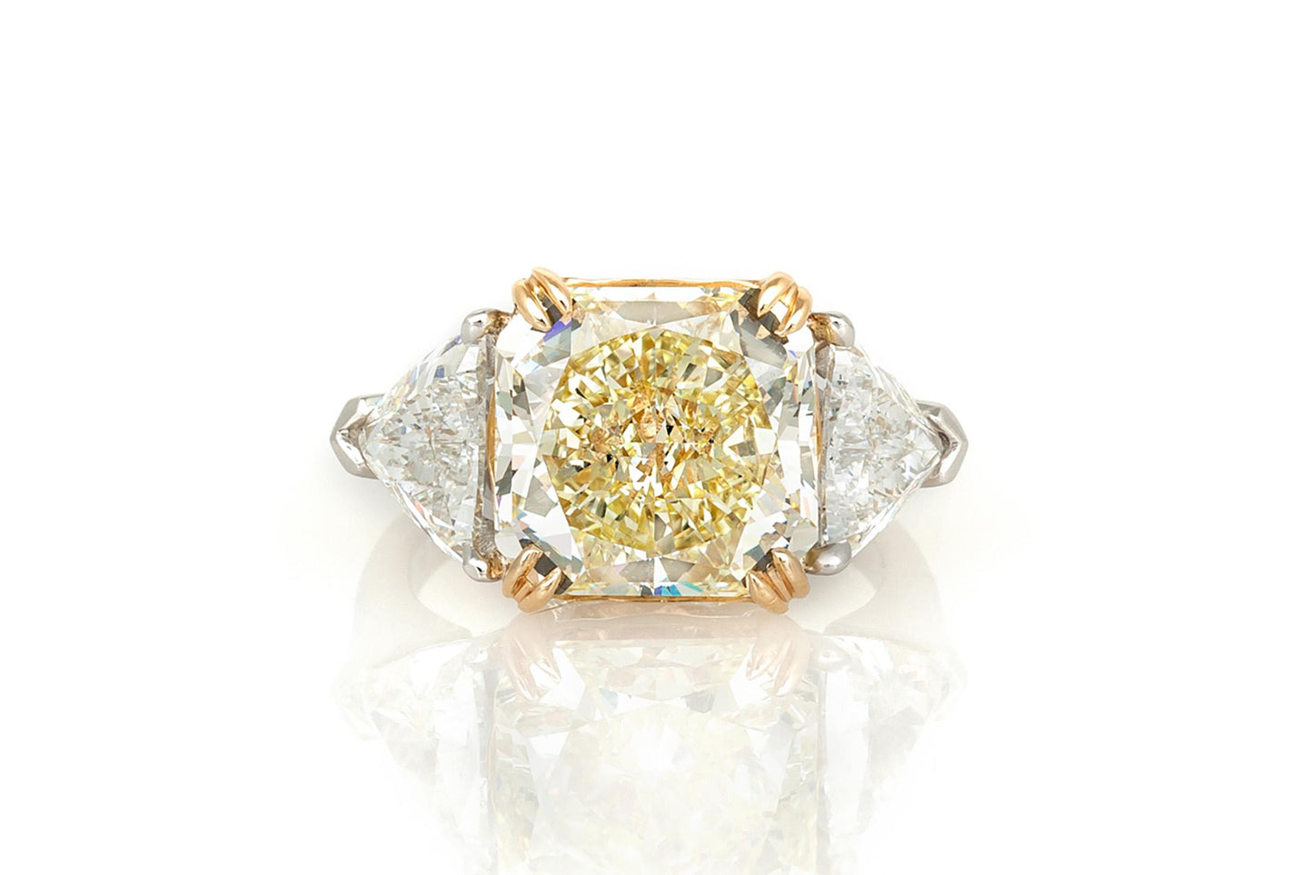 6.75 Carat Fancy Yellow Square Radiant Diamond Engagement Ring