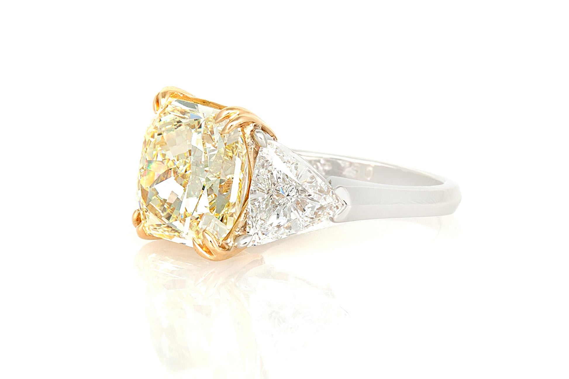 6.75 Carat Fancy Yellow Square Radiant Diamond Engagement Ring