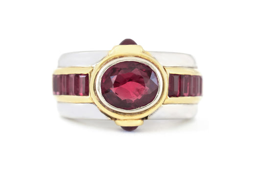 Vintage 1970s 2.50 Carat Ocal Cut Ruby Ring