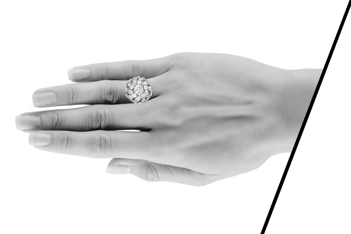 Vintage 1950s 6.00 Carat Diamond Domed Ring