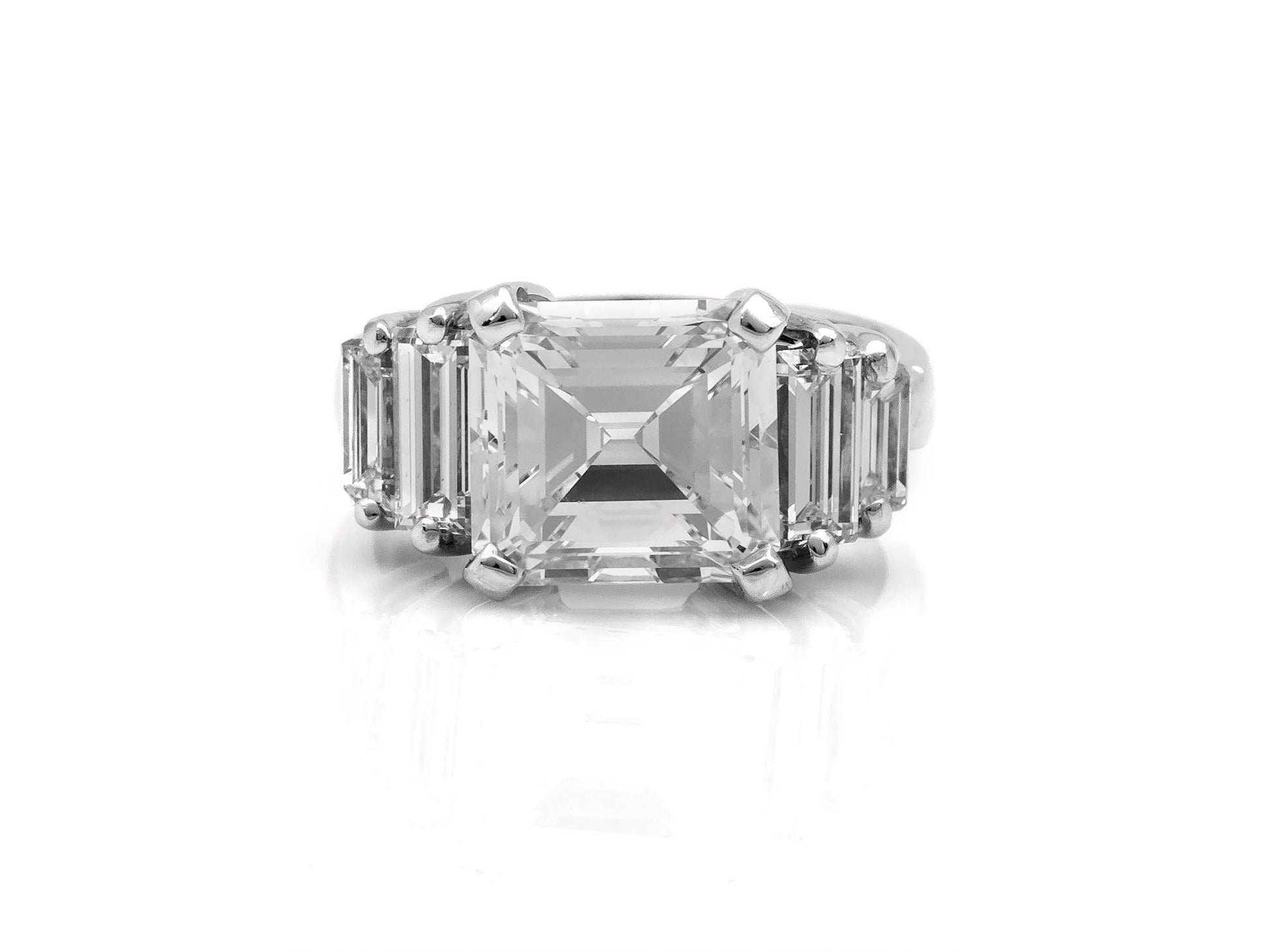 Vintage 1950s 3.75 Carat Emerald Cut Diamond Engagement Ring