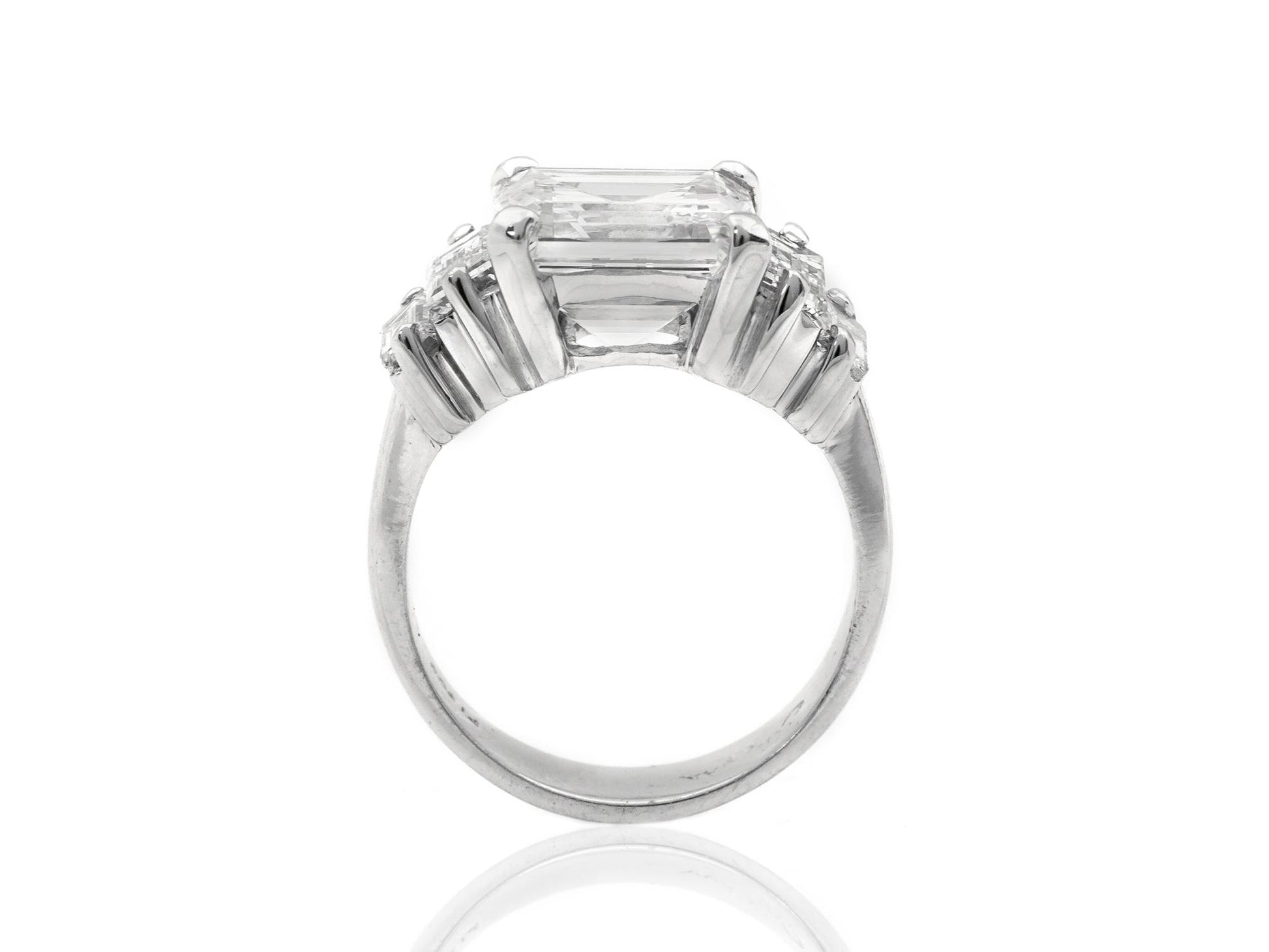 Vintage 1950s 3.75 Carat Emerald Cut Diamond Engagement Ring