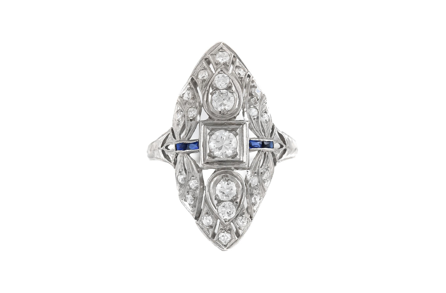 Antique Art Deco 1930s 1.00 Carat Diamond Openwork Dinner Ring